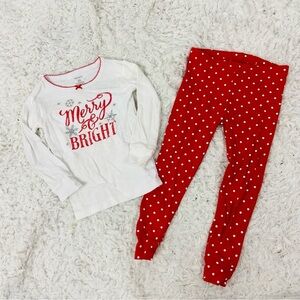 Carter's Festive Christmas holiday Marry & Bright Red & White polkadot PJ Set 2T